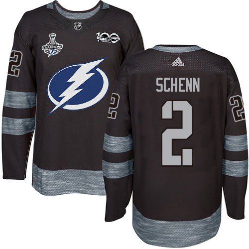 Men Adidas Tampa Bay Lightning #2 Luke Schenn Black 1917-2017 100th Anniversary 2020 Stanley Cup Champions Stitched NHL Jersey->tampa bay lightning->NHL Jersey